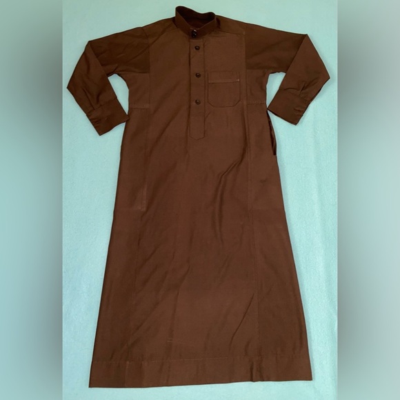 KURVIG SAUDI throbe prayer robe with mock neck collar full length NEW size S - Picture 2 of 8